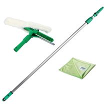 Fensterreinigungs-set 1,25 M + Fensterwischer, Verlängerungsstange, Tücher - Unger