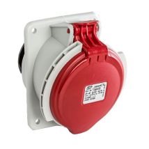 Base Enchufe Industrial Hembra 3p+n+t 380v Ip44 Empotrar Rojo 32 A