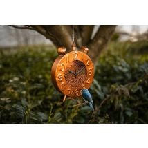 Marco Paul - Clock Hanging Standing Bird Seed Nut Feeders Mounted Outdoor Garden Feeding Station Wild Birds Food Treat Feeder Weatherproof Metal 