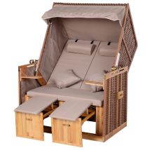 Zweisitzer-strandstuhl Mit Verstellbarer Rückenlehne, Beige, 118 X 79 X 160 Cm
