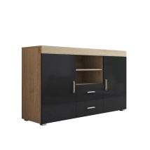 Sideboard Modern Küchenschrank Kommode Wohnzimmerschrank 2 Türen 2 Schubladen Aufbewarungsschrank Buffet Esszimmer 140x80x40cm Modell Roque Sonoma 