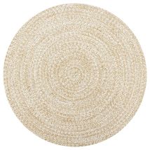 Alfombra Hecha A Mano Yute Blanco Y Natural 90 Cm Dec023517
