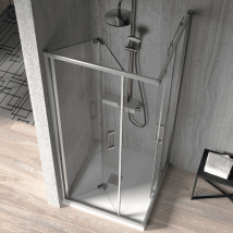 Mampara De Ducha Esquina Puerta Plegable 90 Cm + Puerta Corredera 90 Cm S300