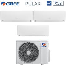 Gree - Climatizzatore Condizionatore Trial Split Inverter Serie Pular 9+18+18 Con Gwhd(42)nk6lo R-32 Wi-fi Integrato 9000+18000+18000 Btu