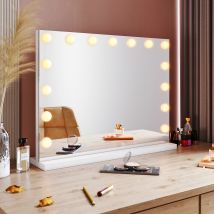 Sirhona Specchio Per Il Trucco Con Led Illuminato 15 Lampadine E Tocco 3 Colori Regolabili, Luci Specchio Hollywood Vanity Mirror 58x45.5x12 Cm
