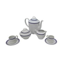 Juego de café de 27 piezas Aloia Elegance Azul – Cerámica de calidad – 12 tazas, 12 platos, tetera, azucarero y jarrita