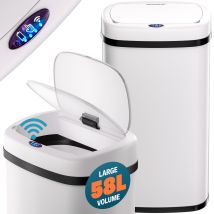 Monzana - 58l Smart Kitchen Waste Bin With Automatic Motion Sensor Soft-close Lid White