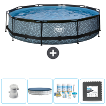 Exit-toys Piscina Exit Rotonda - Effetto Pietra - 360x76 Cm - 7-pezzi Scb17