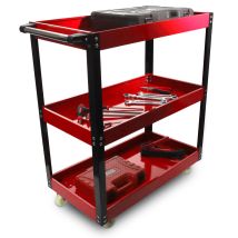 Roog Performance Werkstattwagen Workshop Trolley Werkzeugwagen Rollwagen 3 Ebenen Etagen Fächer Rot