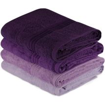 Set Aus 4 Badetüchern - 70 X 140 Cm - Violett
