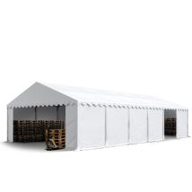 Toolport Tendone Deposito 6x12 M Pvc 750 N Bianco Tenda Capannone Telaio Perimetrale E Rinforzo Del Tetto