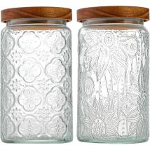 1000ml Vorratsdosen Glas Mit Deckel 2er Set, Luftdichte Aufbewahrungsgläser Küche Gewürzgläser, Großer Glasbehälter Mit Holzdeckel Für Küche, 