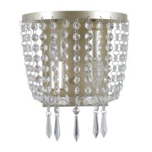 Cortina - Applique Champagne 2 Luci Con Paralume In Vetro Cristallo, E14 - Italux