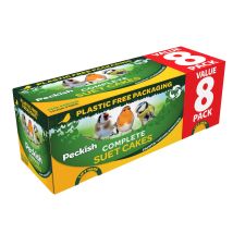 Peckish - 8 High Energy Suet Cakes No Mess Wild Bird Food Plastic Free Packaging