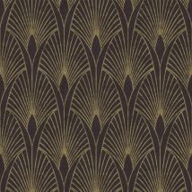 Livingwalls - As Creation Art Deco Fan Arches Black Gold Wallpaper Metallic Effect Textured