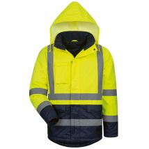 HARRY Warnschutz-Parka Gelb/Marine – Größe L (54/56) – wind- und wasserdicht – robustes Oxford-Gewebe – reflektierende Streifen