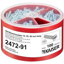 Kaiser Elektro – 2472-91 – Geräteschraubenbox 100 Stück – Ø 3,2 mm, 15 mm, 25 mm, 40 mm