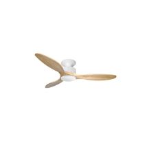 Modulo Low Profile Regular - Un Ventilateur Pour Plafond Bas , Dc 132 Cm Blanc Pales Bois Clair Sans Lumière 20 À 40 M²
