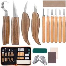 Outil De Ciseaux À Bois Kit, 15 Pièces Diy Outils De Sculpture Avec Gants Résistants Aux Coupures, Couteau De Sculpture Pour Sculpteur, Charpentier, 