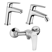 Set Rubinetti Jacuzzi Per Lavabo E Bidet Senza Scarico E Doccia Esterno Serie Lucente Cromato