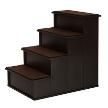 Haustiertreppe 4-stufige Hundetreppe Katzentreppe Einstiegshilfe Mit Rutschfester Matte Haustierleiter Für Auto Bett Sofa Dunkelbraun 40 X 59 X 54,2 