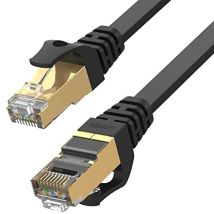 Unitek Unitek C1897bk Câble Plat Ethernet Cat.7 Avec Connecteurs Rj45 Plaqués Or 100% Cuivre Sstp Structure Torsadée À Double Blindage Compatible Avec