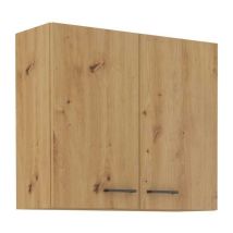 Meuble Haut Cuisinier Modena 80 Cm Chêne Artisan Et Noir Mat