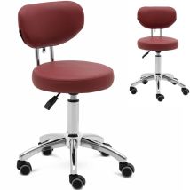 Silla De Maquillaje Giratoria Ascona Con Respaldo Y Ruedas, 46-60 Cm - Burdeos