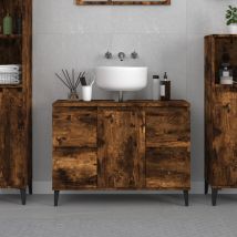 Jinlefu - Armario De Lavabo Madera Contrachapada Roble Ahumado 80x33x60cm Vidaxl