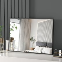 Heilmetz - Decorative Wall Mirror Simple Wall Mounted/desktop Mirror Aluminium Frame Black 50×70 Cm