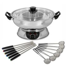 Appareil À Fondue Électrique 2 Compartiments 3,5l – 6 Personnes – Acier Inoxydable – Puissance 1600w – Thermostat Réglable – Rotel