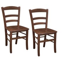 Par De Sillas De Madera Estilo Campesino Con Asientos De Madera De Nogal Oscuro.