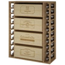 Astigarraga – Botellero de pino teñido en roble claro para 68 botellas – 4 cajas – 105 x 82 x 32 cm – Peso: 22 kg