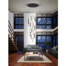 Lámpara colgante moderna oro/negro – 25 luces LED – 125W – 11.250 lm – Dimable con mando a distancia