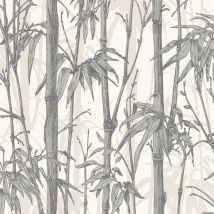 Rasch - Metallic Bamboo Forest Wallpaper Grey Paste The Wall Textured Vinyl