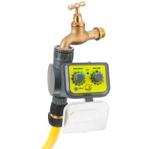Jardibric – Programador de riego electrónico adaptable a grifo – 1 vía, 8 bares, 720 g, duración de riego 1-60 min, frecuencia 1-72 h