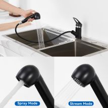 Küchenarmatur Ausziehbare Mit 2 Strahlarten Schwarz, 360° Drehbar Wasserhahn Küche Ausziehbar Bis 60cm, Spültischarmatur Mit Abnehmbarer Luftsprudler 