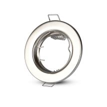 Clareo - V-tac Runder Led-einbaustrahlerhalter Gu10 Und Gu5.3 (mr16) Farbe Nickel Satiniert (box Mit 2 Stück)