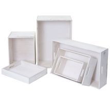 Hegele - Set De 6 Cajas De Madera Hhg-121, Caja Decorativa De Almacenaje Caja De Madera, Shabby Look Vintage, Blanco Shabby