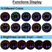 Insma - Indicateur De Pression D'Huile Universel Eluto 2 ''52mm 12v Avec Capteur 10 Couleurs Led Visage Teinté Psi Fantablau