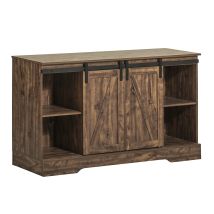 Aparador Recibidor Con Puerta Corrediza De Granero, Compartimento Abierto Armario De Almacenamiento Para Comedor Salón Cocina 120 X 40 X 70 Cm Fsb60-n