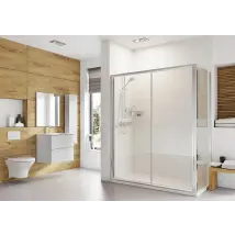 Roman Showering - Roman Haven 6 Sliding Shower Door With Optional Side Panel Chrome Made In The Uk, 1400-with Side Panel