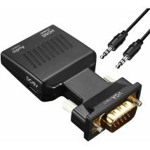 Vga To Hdmi Adapter 1080p Vga Male To Hdmi Female Converter With Audio Cable And Usb Charging Cable For Pc Hdtc Laptop Monitor Projector - Black