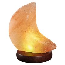Omm For You - Lampada Di Cristallo Di Sale Luna Con Usb, Led E Base In Palissandro - Moses
