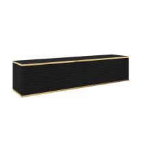 Meuble Tv Banff Rtv135 Mdf, Noir Mat, Chêne Artisanal, 135 Cm De Large, 30 Cm De Haut, 32 Cm De Profondeur