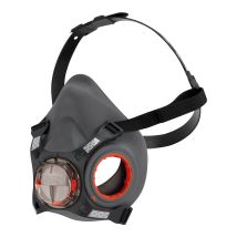 JSP Force 8 Doppelkartuschen-Demimaske mit Typhoon -Ventil Atemschutzmaske Thermoplastisches Gummi 4-Punkt-Haltesystem