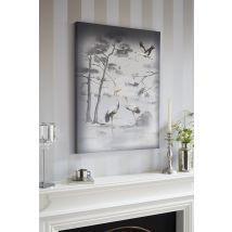 Toile Laura Ashley Grues Animalia Broderie 80 X 60cm Gris