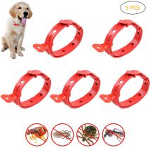 Lot De 5 Colliers Silicone Anti-tiques Puces Moustiques Réglables Pour Chien