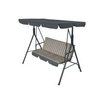 Dondolo Hawaii in Ferro 3 Posti con Parasole – Acciaio Verniciato a Polvere – Grigio Scuro – 165x125x184 cm
