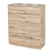 EGT – 5 Drawer Chest Cabinet – Spacious Storage – Contemporary Style – Metal Handles – Flat Packed for Easy Assembly